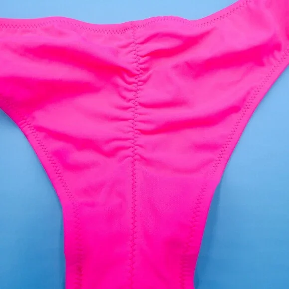 Victorias Secret Medium Pink Deep Cut Brazilian Bikini Bottom Beach Swimwear New - Picture 5 of 7